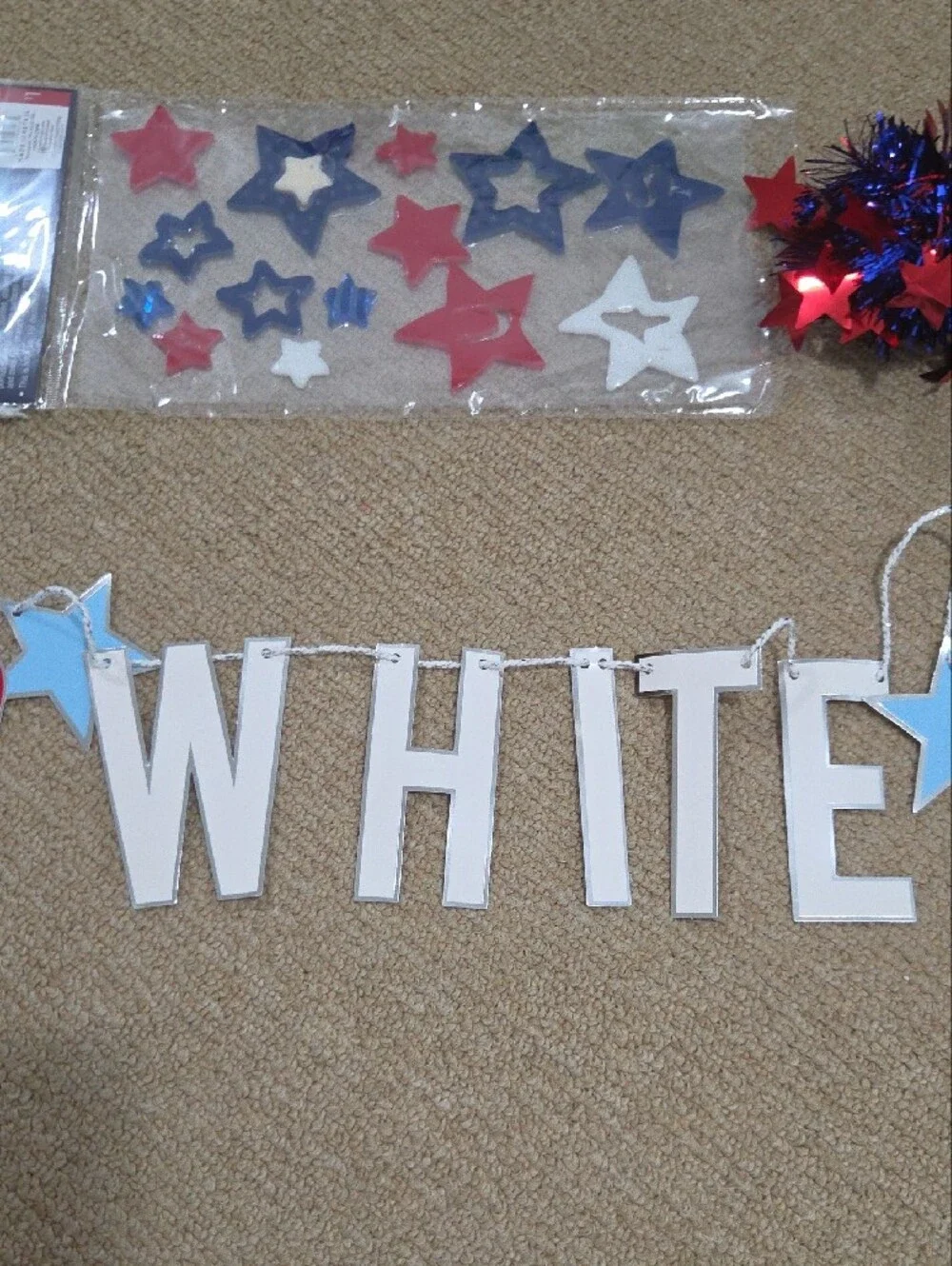 Red White Blue Patriotic Star Garland and Stick Party Decor